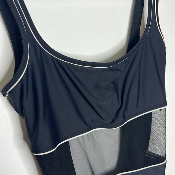 La Blanca Navy Mesh One Piece Swimsuit - Picture 2 of 8